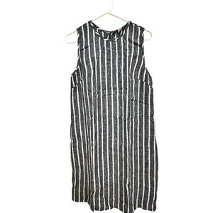 Striped Sleeveless Dress - Black and White